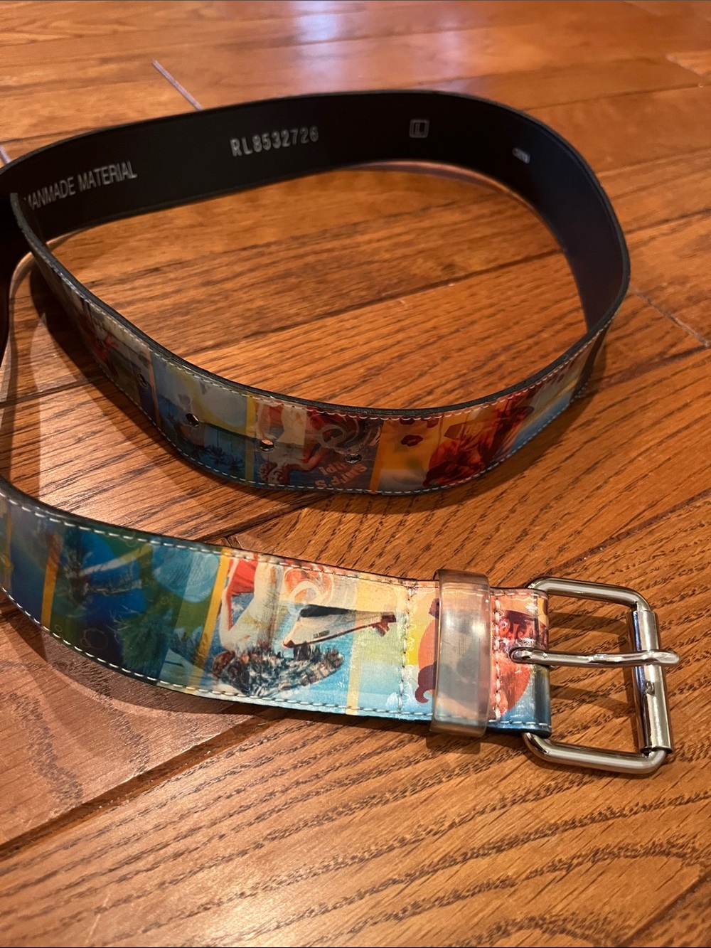 Vintage Y2K Surfer Gal holographic belt